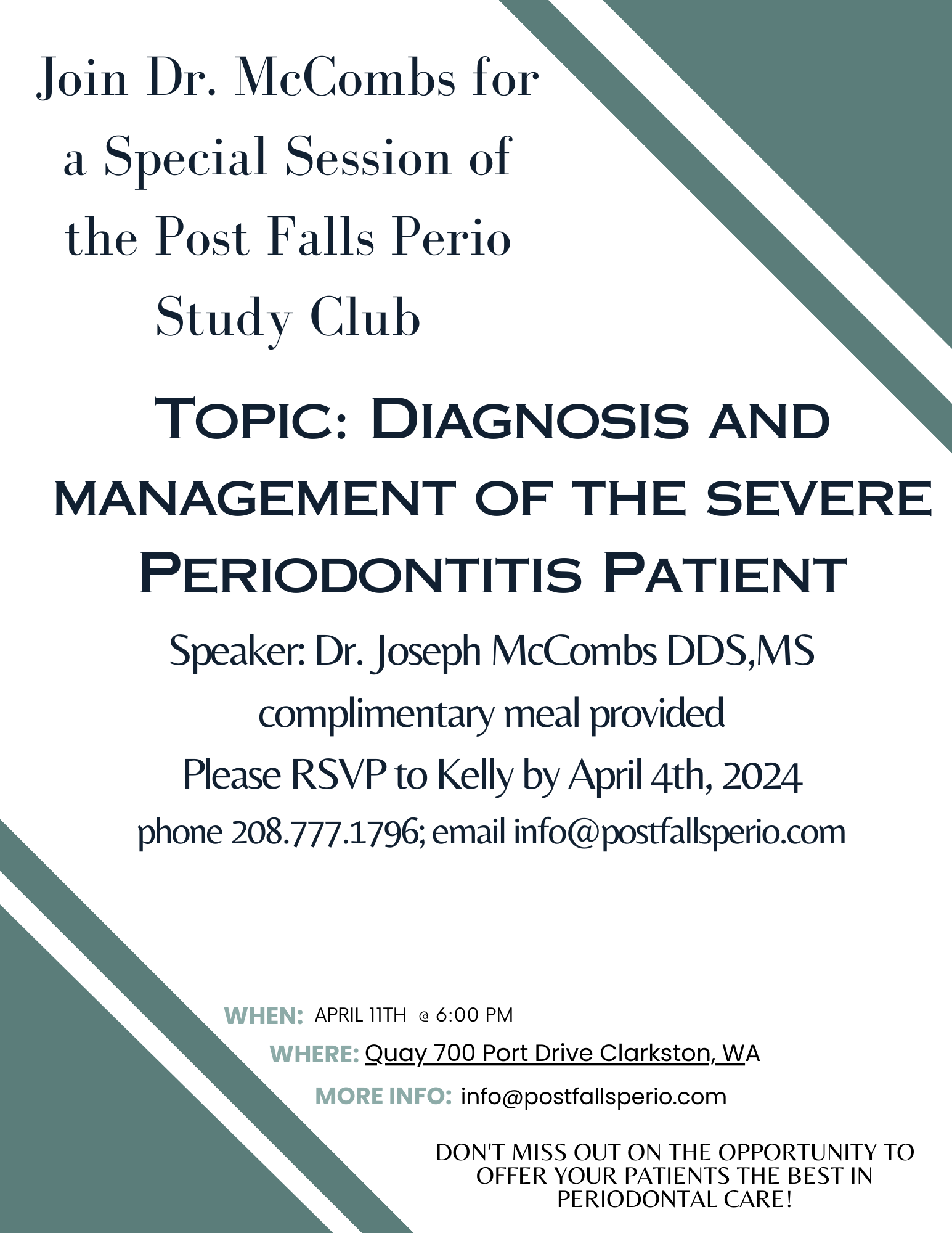 Flyer for event put on by Dr. Joe McCombs